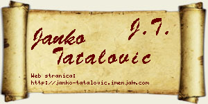 Janko Tatalović vizit kartica